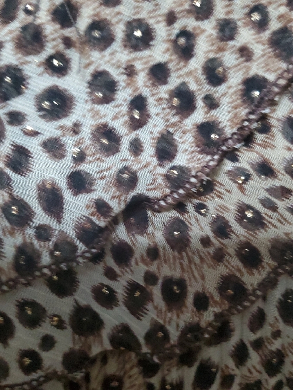 Leopard Print Ruffle Button-Front Blouse - Brown - Picture 3 of 8